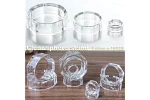 LRANFOW Lot de 48 supports de présentation transparents pour baseball, balle de golf, softball, balle de tennis, marbres, Dragon Ball, Collections Design diamant, 3 tailles : L, M, S