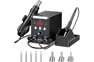 SUNOWL Station de Soudage, 2 EN 1 de 700W Station Soudage à Air Chaud et Fer a Souder avec Contrôle de Température Précis, Affichage LED, Kit de Station pour l'électronique, Projets de Bricolage, Réparation
