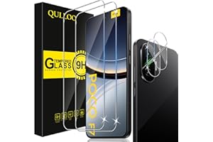 QULLOO Ochraniacz ekranu do Xiaomi Poco F7, 2 sztuki ze szkła hartowanego i 2 szt. osłona obiektywu aparatu, twardość 9H Ultra wytrzymałe szkło hartowane