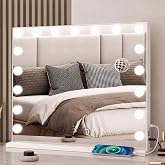 Hamlody Hollywood Vanity Mirror with Lights,60x80 CM Smart Makeup Mirror | Table or Wall Mounted,18 LED Bulbs,3-Color Smart L