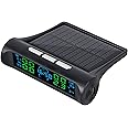 YONUGFLY Tire Pressure Monitoring System, External Tpms Tire Pressure Monitor System with Solar Charge, Real-Time Pressure Temperature Safety Alarm LCD Color Display with 4 Sensors & 6 Alarm Modes