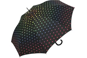 happy rain Stockschirm groß stabil mit Automatik schwarz bedruckt - rainbow dots
