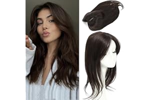 NEXYSHE Topper per capelli da donna, 35,6 cm, per diradare i capelli, castano scuro, extension con clip in frangia 12,7 x 14 cm, per donne con capelli diradati