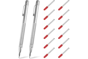 TIESOME TIEOME 2 PCS Tungsten Carbide Scriber with Magnet with 12 Replacement Marking Tip, Aluminium Etching Engraving Pen Machinist Carbide Scribe Tool Etching Pen With Clip for Glass/Ceramics/Metal Sheet