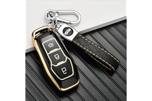 ontto Coque de clé de Voiture pour Ford MK3 MK4 MK4 Fiesta Ecosport Kuga Explorer Mustang 3 4 St Mondeo Télécommande avec Porte-clés en TPU Noir
