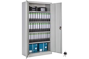 TecTake® Armario Archivador Oficina en Acero, Armario Exterior e Interior con Cerradura, Armario Multiusos con 2 Puertas, 4 E