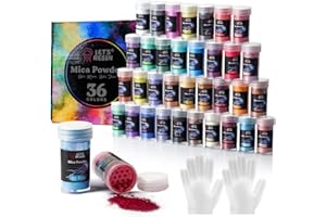 LET'S RESIN Polvere di mica in 36 colori, polvere di pigmento di mica per resina epossidica/resina UV, colorante naturale per sapone/creazione di candele, lucidalabbra, smalto, melma e bomba da bagno