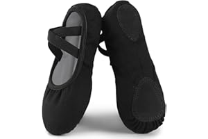 Acfoda Zapatillas Ballet Canvas para Niña y Mujer Zapatos de Baile Calzado de Danza Suela Partida de Cuero 22-43 EU
