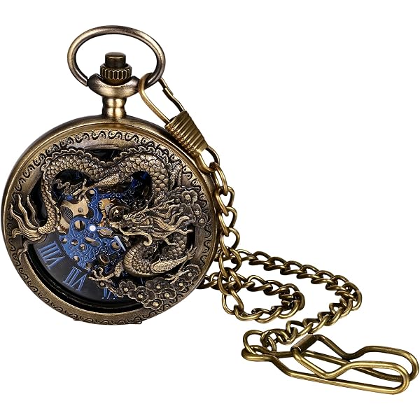 Montre De Poche Mécanique MICGIGI - Squelette 12 Constellations - Remontage Manuel - Avec Chaîne