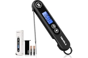 Food Thermometer Instant Read Meat Thermometer Probe, TEMOLA Sugar Thermometers with Backlight LCD Waterproof Foldable Long Probe for Kitchen Cooking BBQ Meat Milk Water Grill Sugar