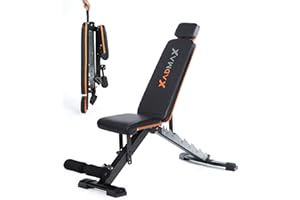 XADMAX Banco Musculación, Banco de Pesas - Muy Robusto y Resistente, Soporta 360 Kgs, Ideal para Ejercicios de Gimnasio en Casa, Fácilmente Plegable, Gym en Casa, Press Banca, Maquina Gimnasio