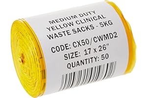Hanfare CX50/CWMD2 Clinical Waste Bag, Medium Duty, Yellow (Pack of 50)