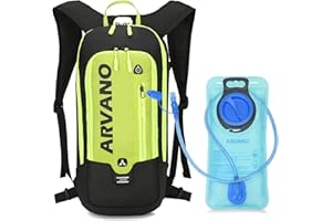 Arvano 6L Mini Mochila Bicicleta Montaña Impermeable, Mochila Hidratación MTB con 2L Bolsa de Agua para Ciclismo Bici Running Trail Esquí Mochila Ligero Deportes