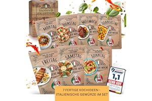 GOURMET CLUB - Gewürze Set mit 7 Italienischen Gewürzmischungen inkl. Rezepten – Perfekt für Fisch, Pasta, Steak & Hähnchen – Vatertagsgeschenk für Papa – Papa Geschenk Vatertag - Geschenke für Männer