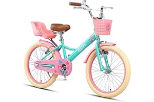 ‎GLERC Glerc Sasha 12 14 16 20 Zoll Kinderfahrrad für Mädchen im Alter von 2-12 Jahren Kleine Mädchen Kleinkinder Retro Vintage Stil Kinderfahrräder mit Puppenfahrradsitz & Stützrädern