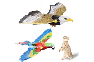 VAILEAL Flying Bird Cat Toy - 2 Pcs Electric Simulated Birds Interactive Cat Toy, Electric Rotating Flying Bird Cat Toy, Simulated Birds Hanging Pet Toy, Toys for Indoor Cats, Pet Intelligence Training Toys