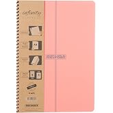 Meteksan Infinity Pastel Series, A4, 6 Themed (3 Squared, 3 Striped) 180 Leaf PP Spiral Notebook with Cover, Pink