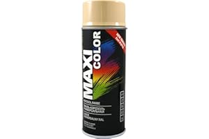 Maxi Color New Quality Lakier w sprayu, połysk, 400 ml, uniwersalny spray nitrocelulozowy, szybkoschnąca farba w sprayu (RAL 1001, beżowy błyszczący)