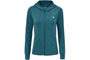 donhobo Damen Laufjacke Sportjacke Trainingsjacke Langarm Fitness Yoga Jacke Leicht Atmungsaktive Full Zip Sweatjacke mit Taschen Daumenloch