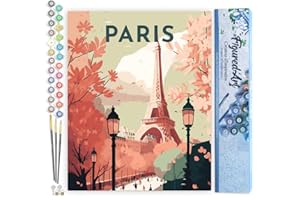 Figured'Art Peinture par Numéro Adulte Affiche Vintage Paris 2 - Activité Manuelle Kit de Loisir Créatif DIY Numéro d'Art Complet - 40x50cm sans châssis en bois