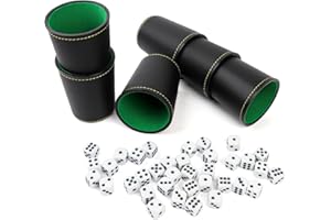 ROTKUSZ Schocken Set of 6 Leather Dice Cups with 36 Dice, Puzzle Cups, Leather Dice Cups, Dice Game, Travel Games for Adults, Casual Games, Bar, Puzzles Game Accessories, Black