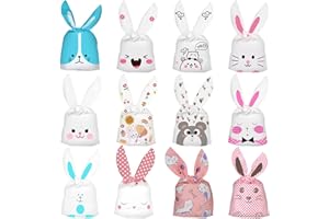 Annhao Lot de 36 Sac Cadeau Enfant Sachet Bonbons Anniversaire Forme d'Oreille Lapin Animaux Pochette Cadeau Garçons filles Sacs pour Faveur de Noël Fête