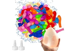 ATBEAMEN 200Pcs Colorful Self Sealing Water Balloons Bombs,Easy Fill Biodegradable Latex Water Bomb Balloon with Hose Nozzle,for Boys,Girls,Adult Summer Fun Garden Party Games Splash Party Supplies Pool Toys