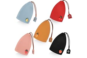 Xumann 5PCS Cartoon Key Pouch, Portable Leather Key Bag, Cute Creative Pull-Out Pu Leather Key Bag, Key Bag Pouch for Men and Women