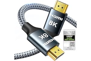 ARISKEEN Nylonowy pleciony kabel HDMI 2.1 8K, 0,5 m, Ultra HD, 48 Gb/s, High Speed, obsługuje 8K/60 Hz, 4K/120 Hz, kompatybilny z TV/Xbox One/PS4/PS5/Switch/monitorem/Blu-ray/soundbarem/DVD/laptopem