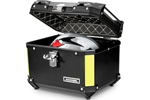 MOCOERL Maleta para Moto, Baúl de Moto Gran capacidad-45 L, Resistente al Agua, Plástico ABS, Soporte de fijación Universal, para Almacenamiento Casco, Negro