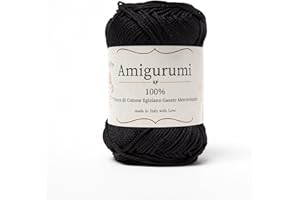 TRICOT CAFE' Tricot Cafè Amigurumi, Made in Italy - Filato Gomitoli in Puro cotone - Ideale per Bambole, Pupazzi e Borse a Uncinetto - Abbigliamento Leggero - Ferri/Uncinetto 3.00/4.00 (Nero 196, 1 Pezzo)