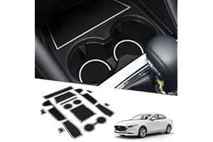 BIXUAN Mazda3 compatibile con Mazda 3 Axela 2019-2023 2024 2025 Tappetini Antiscivolo per Console Centrale Braccioli Tappetini in Gomma Supporto per Bevande Antiscivolo Cuciture per Porta, 16 pezzi