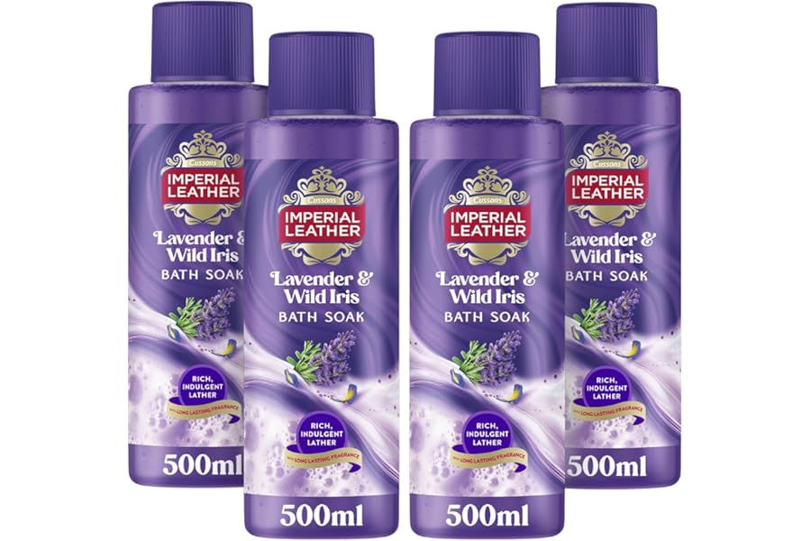 Imperial Leather Relaxing Bath Soak, Lavender & Wild Iris, Rich & Creamy Bubble Bath, Gentle Skin Care, Bulk Buy, Pack of 4 x 500ml