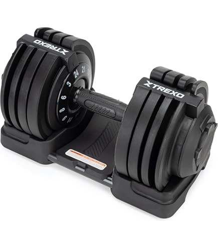 TREXO Verstelbare halter 18 kg gewichtsregeling met draaiknop gewichten halter van ijzer voor krachttraining verstelbare korte halter met ergonomische antislip handgreep