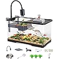 Homodoskey Fish Aquarium Tank Ultra Clear, Turtle Tank Kit with Light and Filter, Turtle Box Starter Kit,Bottom Drainage, Multi-Function Areas for Turtles, Crabs, Fishes, Amphibians, Reptiles (L)