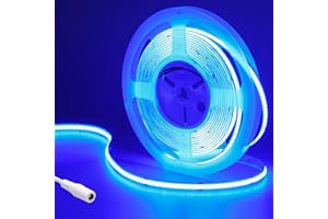 GOMING 24V COB Striscia LED Blu 5M Alta Densità 480LED/M Flessibile Senza Punti Luce Alta Luminosità Non Impermeabile IP20 Luci LED per Soggiorno Natale Bar Decorare(Senza Alimentazione)