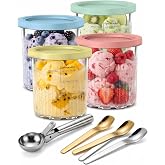 OWYELO 4 Pieces Ice Cream Container for Ninja Creami Deluxe Pints, 710 ML Container for NC500 NC501 Series, Ice Cream Machine