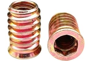 BACSHBY 20 Piezas Insertos Roscados para Madera M5x15mm, Manguitos Roscados de Acero al Carbono para Muebles, Tuercas de Inserción Galvanizadas