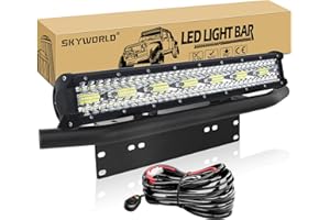 ‎SKYWORLD SKYWORLD 50,8cm 420W Led Arbeitsscheinwerfer Light Bar Kombistrahl Scheinwerfer Offroad Flutlicht mit Kabelbaum 58cm Led Arbeitslichtleiste Kennzeichenhalter Nummernschildhalter für Truck Car ATV