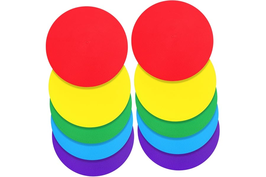 KICHOUSE 10pcs Circular Floor Markers Spot Markers Football Training Equipment Soccer Games for Boys and Girls Practice
