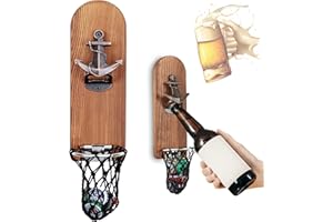 ZONSUSE Flaschenöffner Wand Magnet mit Auffangbehälter,Vintage Holz Bieröffner Wand mit Behälter,Magnetischer Flaschenöffner,Einzigartige Geschenkideen Geschenke für Männer Weihnachten Geschenke