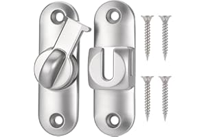 Mynoozi 90/180 Degree Flip Barn Door Lock, Heavy-Duty Zinc Alloy Thickened Barn Door Latch, for Door Window Wine Cabinet Bathroom Outdoor Garage Garden (Silver)