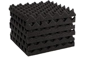 AMOYER 6pcs Egg Crate Foam Tiles Soundproofing Panels Acoustic Foam Tile Padding Sound Dampening Studio Proof