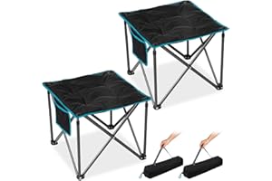 FUNDANGO 2 Pack Oversized Camping Stool with cushion, 18.1 Inch footstool 400 Lbs Heavy Duty Padded Collapsible folding stool Portable Foldable seat for Garden Fishing Hiking with Carry Bag (Black)