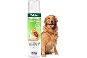 TropiClean Papaya Waterless Shampoo for Pets - Nourishing, No-Rinse Formula - Deodorising - For Dogs & Cats - from Parabens, Dye - Papaya & Coconut, 220 ml