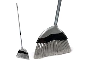 TDBS THE DUSTPAN AND BRUSH STORE Telescopic Indoor Sweeping Broom Soft Angled Slim Floor Sweeping Corn Broom Brush - Perfect Indoor Soft Bristle Brush Sweeper Cleans Laminate Wood Tile Kitchen Flooring