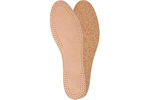 KAPS Natural Leather Insoles for Ladies with Cork Underlayer, Inserts, Replacement Shoes, Boots. Size (Woman/UK 6 / EUR 39 / Cork Bottom)