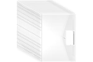 REAEONAT Punched Pockets Plastic Wallets, 20 Pack A4 File Folders for Document Paperwork Clear Envelope with Label Pocket Snap Button Ring Binder Home School Office Supplies