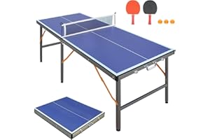 GENERIC KKB Sport 5ft Mid-Size Table Tennis Tables - Indoor/Outdoor Foldable & Portable Ping Pong Table Game Set with Net,2 Table Tennis Paddles and 3 Balls