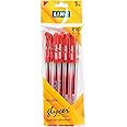 Linc Glycer Ballpoint Pens, RED, Fine Point (0.6mm), Pack of 10, Comfort Rubber Grip, Smooth Ink Flow, Ideal for School Office Home Business Use